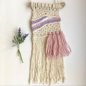 Handmade Boho Macrame Wall Hanging Purple Pink